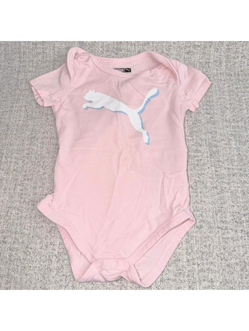 Puma Baby Girl Pink Logo Short Sleeve Bodysuit One Piece 6-9 Months